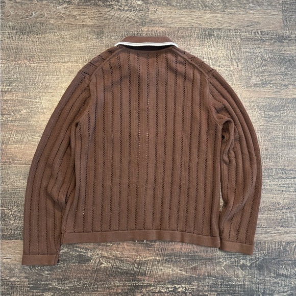 Lands End Knit Polo Cardigan Sweater Mens Medium - Picture 4 of 4